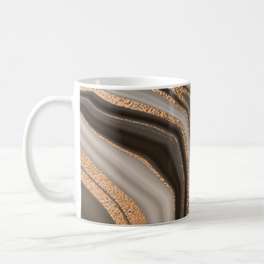 Mug marbre brun Abstrait à texture or (Gauche)