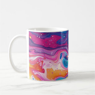 Mug marbre, couleurs arc-en-ciel, design géométrique,