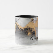 Mug Marbre d'aquarelle noir et or personnalisé de luxe (Centre)