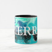 Mug Marbre d'art Turquoise bleu et noir (Centre)