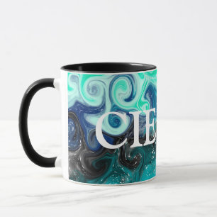 Mug Marbre d'art Turquoise bleu et noir