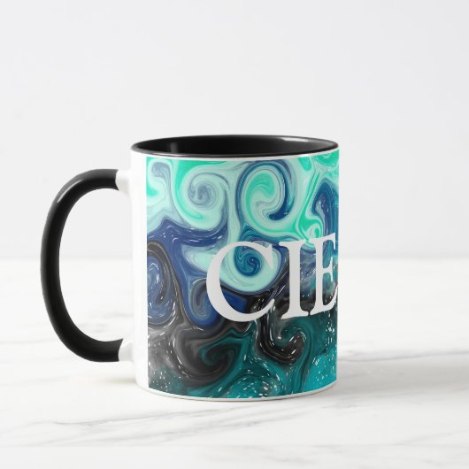 Mug Marbre d'art Turquoise bleu et noir (Gauche)