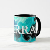 Mug Marbre d'art Turquoise bleu et noir (Devant droit)