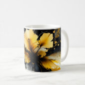 Mug marbre de fleurs d'or noir (Devant droit)