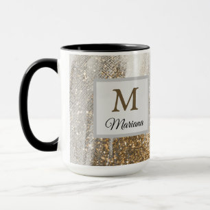 Mug Marbre de luxe Gold Strokes blanc et gris