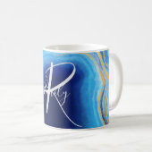 Mug Marbre de marbre d'agate profonde Indigo Nom Abstr (Devant droit)