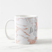 Mug Marbre de monogramme de feuille d'or rose tendance (Gauche)