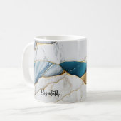Mug Marbre de pierre de turquoise blanche Cool or (Devant gauche)
