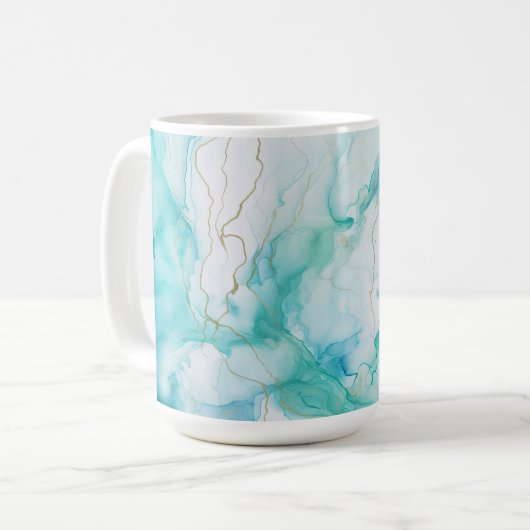 Mug Marbre d'encre Mint Aqua (Devant gauche)