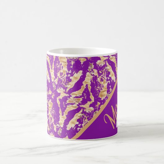 Mug marbre d'or MOnogrammed rustique sur violet (Centre)