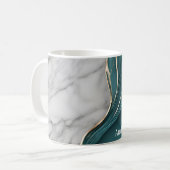 Mug Marbre doré Turquoise foncé moderne personnalisé (Devant gauche)