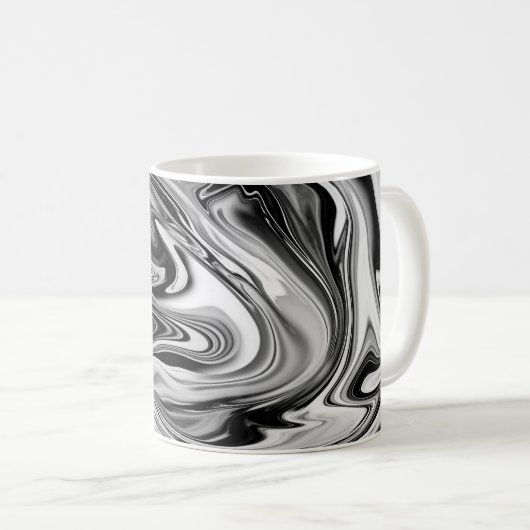 Mug Marbre élégant 7 - liquide noir et blanc (Devant droit)