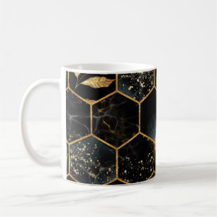 Mug Marbre et or élégant : Texture Hexagon Abstraite