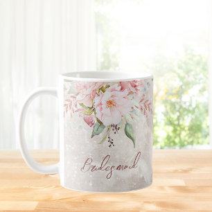 Mug Marbre Floral Rose Pivoine Élégant 