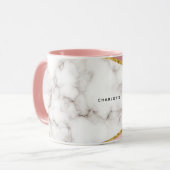 Mug Marbre géométrique rose moderne personnalisé (Devant gauche)