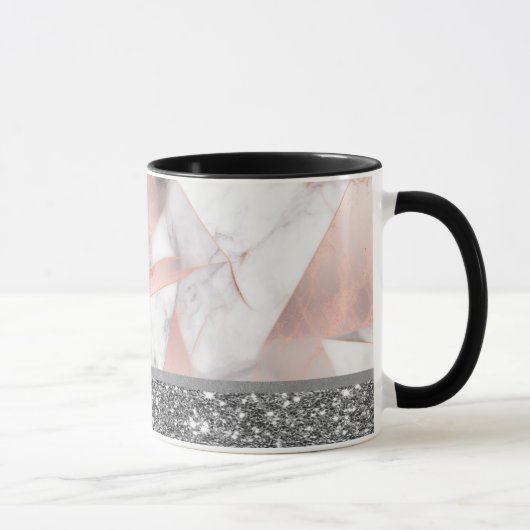 Mug Marbre géométrique Rose or tendance (Droite)