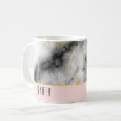 Mug Marbre gris lisse moderne avec ruban or (Devant gauche)