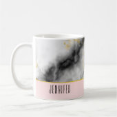 Mug Marbre gris lisse moderne avec ruban or (Gauche)