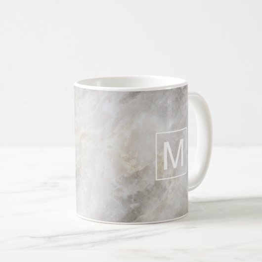 Mug Marbre gris monogramme (Devant droit)