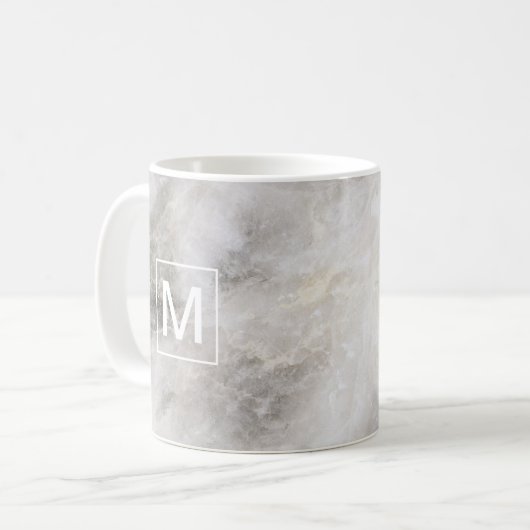 Mug Marbre gris monogramme (Devant gauche)