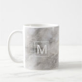 Mug Marbre Gris Monogramme Tendance Moderne (Gauche)