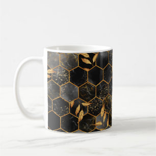 Mug Marbre hexagone texture transparente avec feuilles