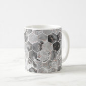 Mug Marbre hexagone texture transparente avec motif or (Devant droit)