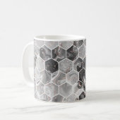Mug Marbre hexagone texture transparente avec motif or (Devant gauche)