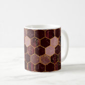 Mug Marbre hexagone texture transparente avec or (Devant droit)