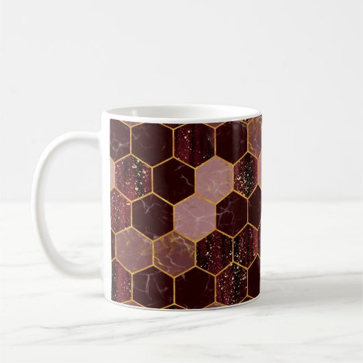 Mug Marbre hexagone texture transparente avec or (Gauche)