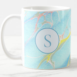 Mug Marbre imprimé bleu or avec monogramme personnalis