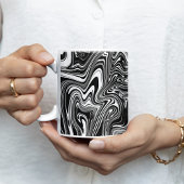 Mug Marbre Liquide Abstrait Noir et Blanc