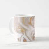 Mug Marbre liquide beige avec or brillant (Devant gauche)