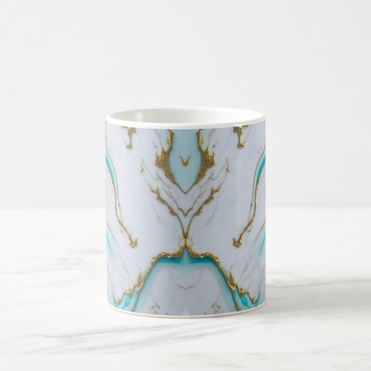 Mug Marbre liquide blanc-turquoise (Centre)