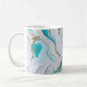 Mug Marbre liquide blanc-turquoise (Gauche)