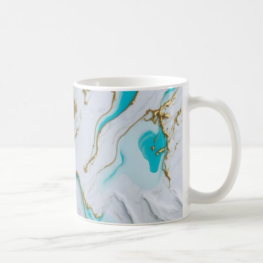Mug Marbre liquide blanc-turquoise (Droite)