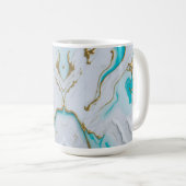 Mug Marbre liquide blanc-turquoise (Devant droit)