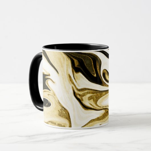Mug Marbre liquide fluide numérique rétro élégant abst (Devant gauche)