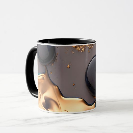 Mug Marbre Liquide Or de Minuit (Devant gauche)
