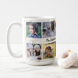 Mug Marbre moderne motif photo collage nom de famille
