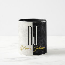 Mug Marbre Monogramme Or Noir