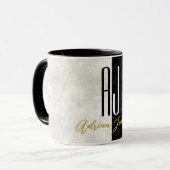 Mug Marbre Monogramme Or Noir (Devant gauche)