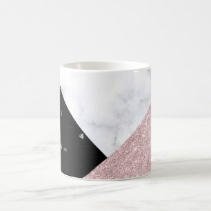 Mug Marbre noir blanc de parties scintillantes roses