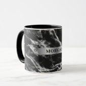 Mug Marbre noir et gris, Nom sur Musique Argent (Devant gauche)
