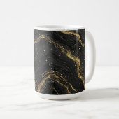Mug Marbre Noir Veines D'Or Luxe Abstrait (Devant droit)