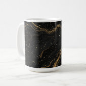 Mug Marbre Noir Veines D'Or Luxe Abstrait (Devant gauche)