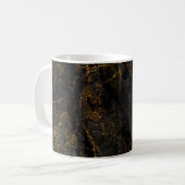 Mug Marbre noir, veines dorées, texture. (Devant gauche)