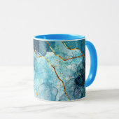 Mug Marbre pailleté bleu et or (Devant droit)
