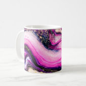 Mug Marbre pourpre avec parties scintillant or (Devant gauche)