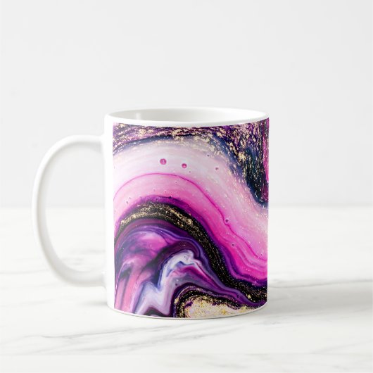 Mug Marbre pourpre avec parties scintillant or (Gauche)